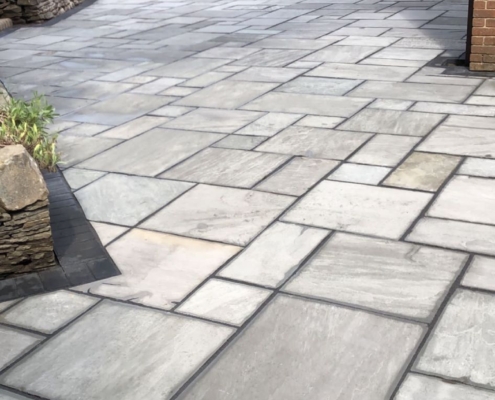 Indian sandstone patio completed in Rochdale