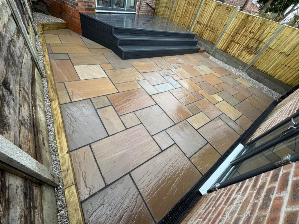 indian sandstone patio completed in Rochdale