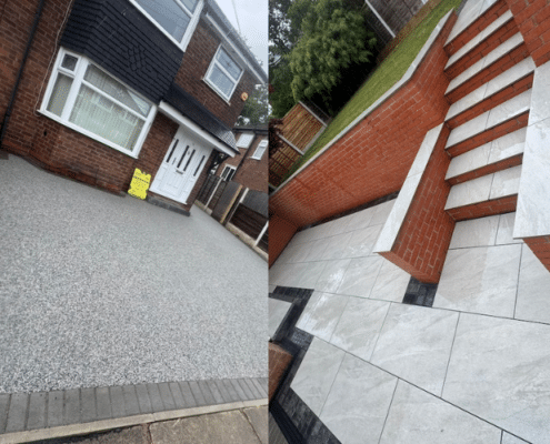 resin driveway and porcelain patio completed in Bury
