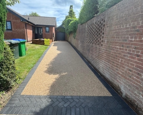 large resin driveway in golden quartz in Norden Rochdale