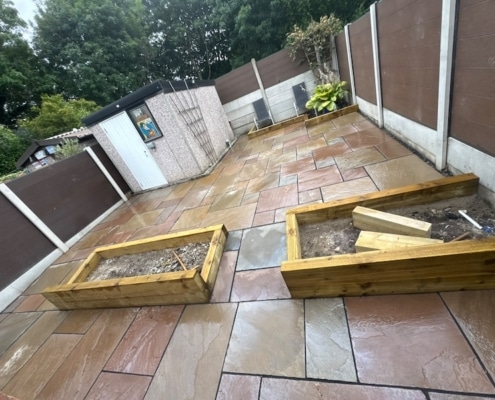 large Indian sandstone patio completed Newton Heath