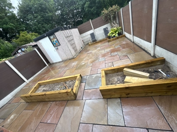 large Indian sandstone patio completed Newton Heath