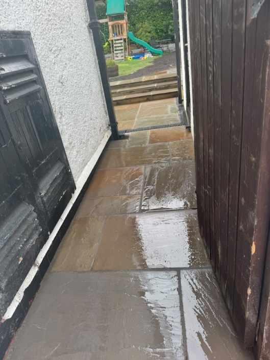 sandstone patio completed in Bamford